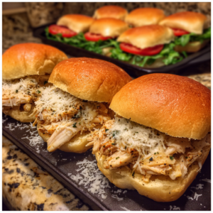 Slow Cooker Parmesan Garlic Chicken Sandwiches
