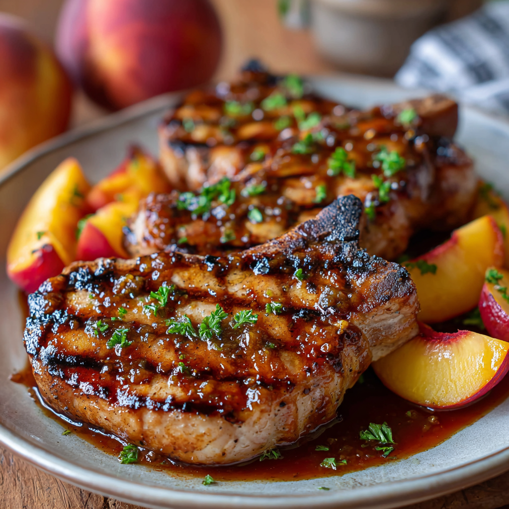 Grilled Pork Chops with Peach Glaze