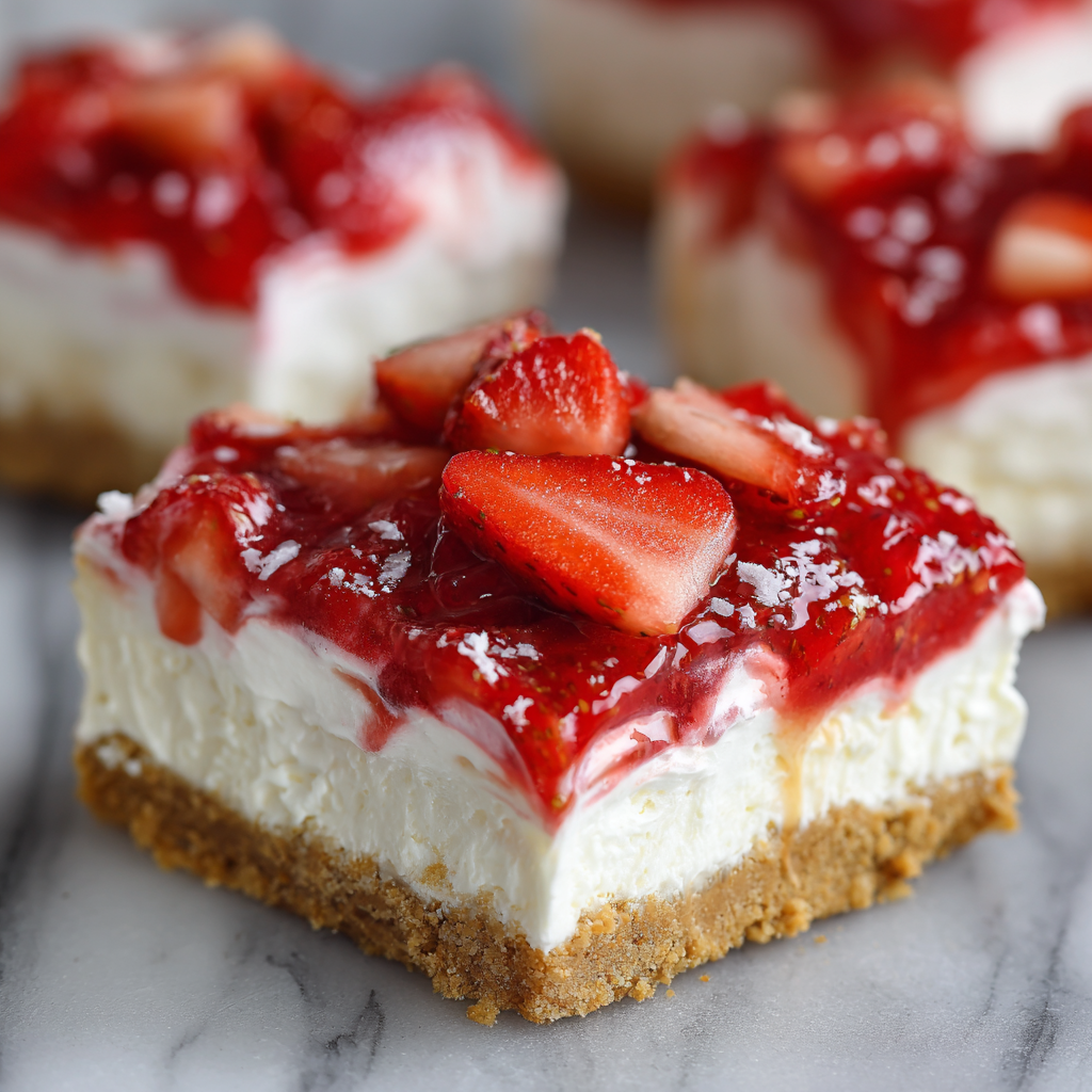 No-Bake Strawberry Cheesecake Bars