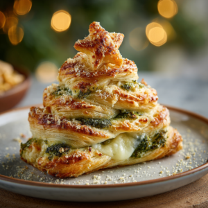 Basil Pesto Cheesy Puff Pastry Christmas Tree