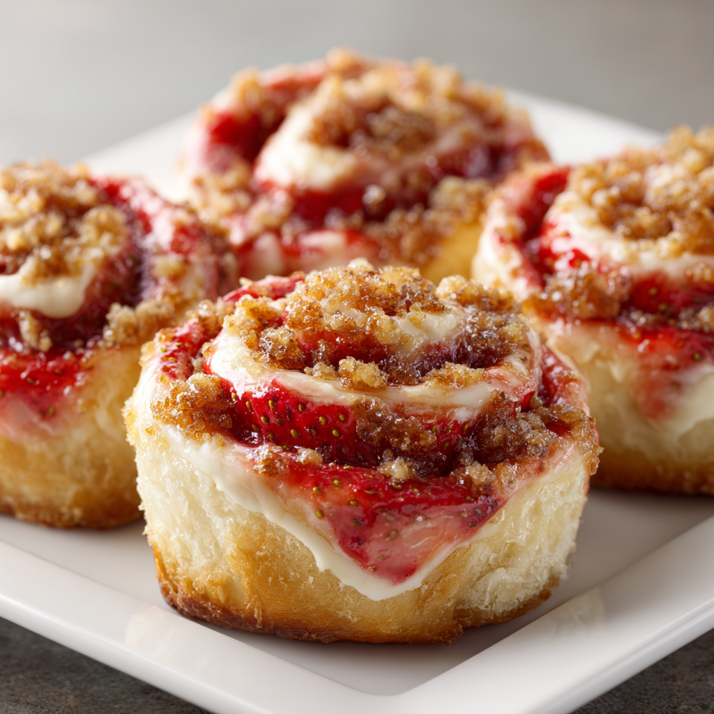 Strawberry Cheesecake Cinnamon Rolls