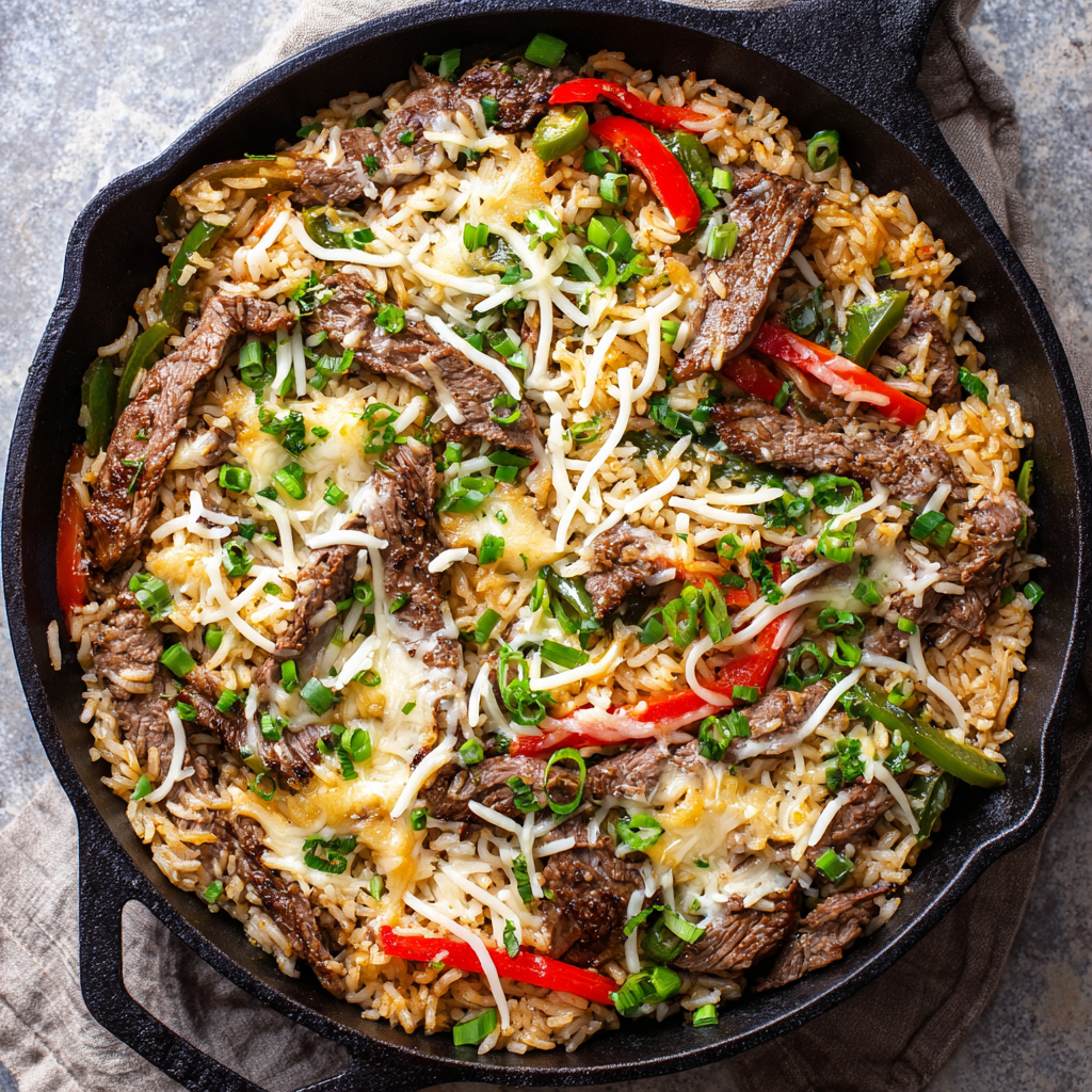 Steak & Cheese Rice Skillet