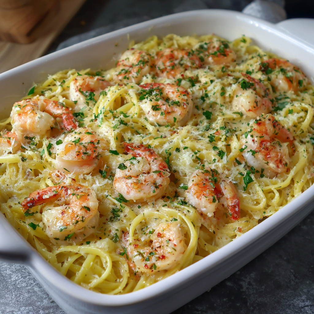 Shrimp Scampi Pasta Bake