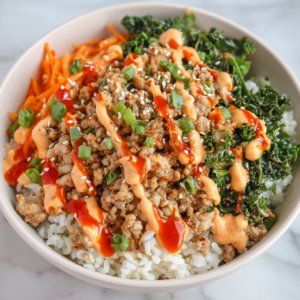 Ground Turkey Rice Bowls with Bang Bang Sauce