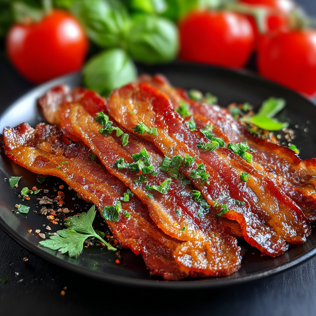 Air Fryer Bacon with Fresh Basil