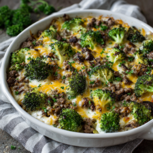 Ground Beef and Broccoli Bake