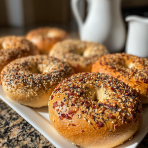 Sourdough Bagels with Crispy Bacon
