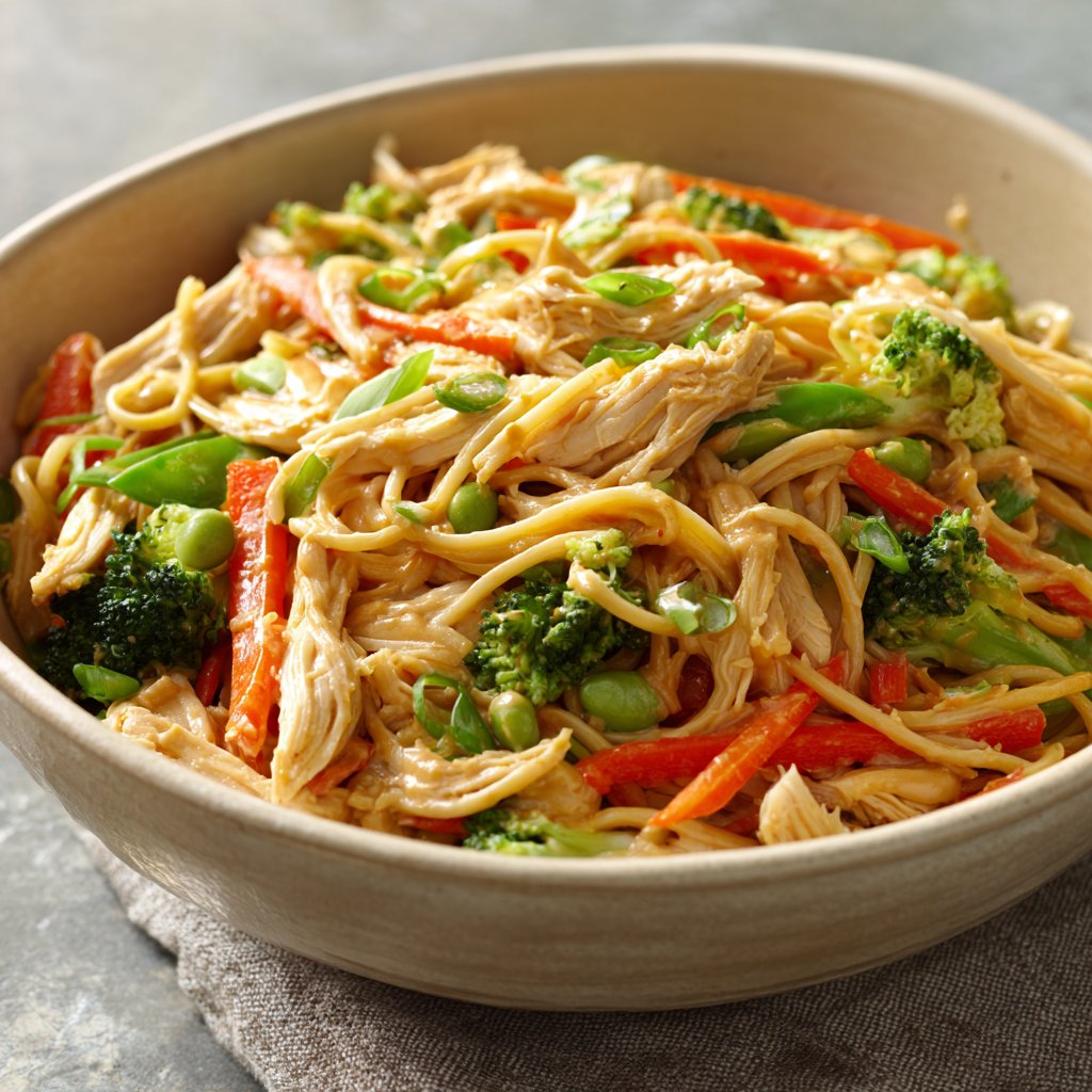Peanut Noodles with Shredded Chicken & Vegetables