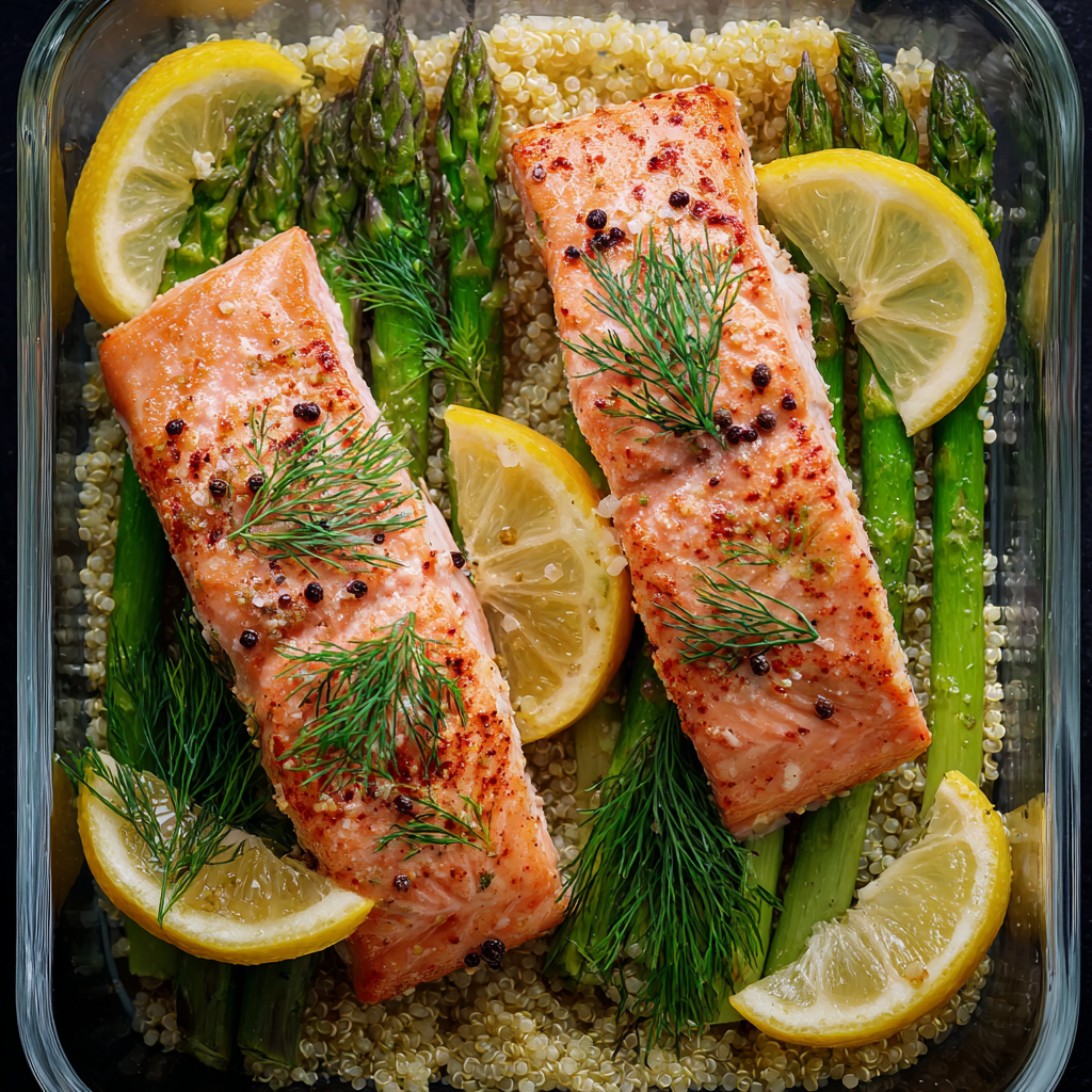 Lemon Herb Salmon with Quinoa & Asparagus