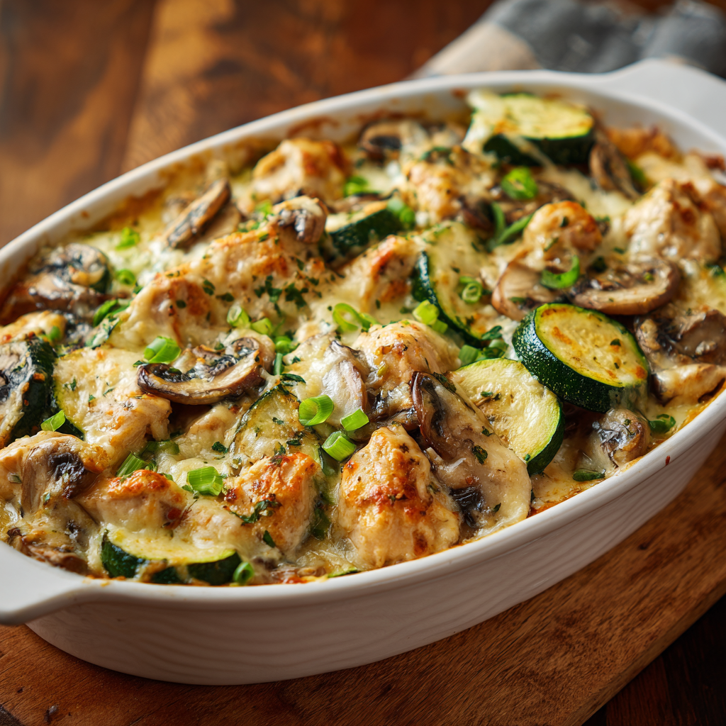 Chicken Zucchini Mushroom Bake