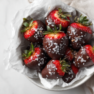 Salted Chocolate-Covered Strawberries with Cream Filling