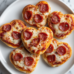 Mini Heart-Shaped Pepperoni Pizzas