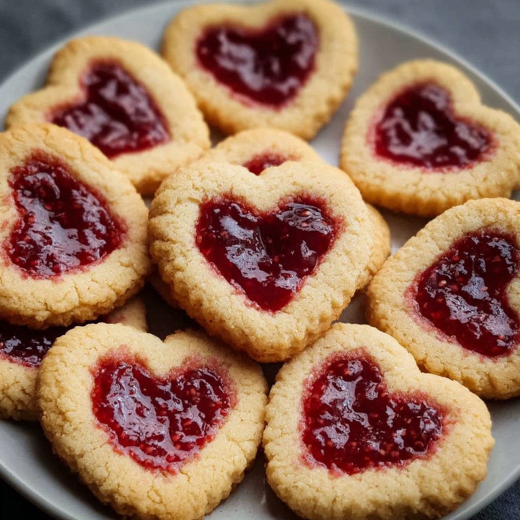 Heart-Shaped Jam Thumbprint Cookies