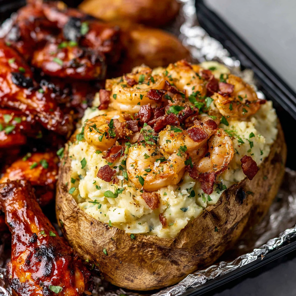 Loaded Shrimp Stuffed Potato Feast