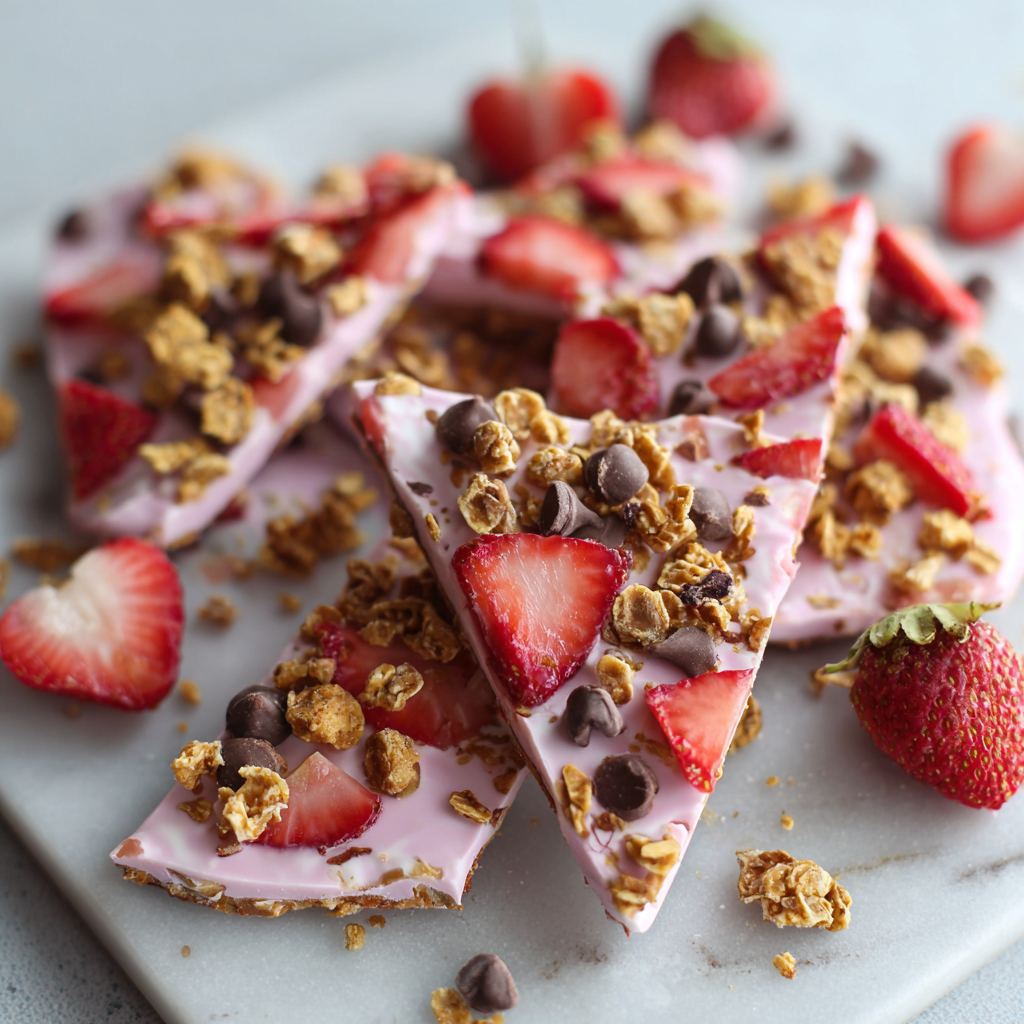 Frozen Strawberry Yogurt Bark