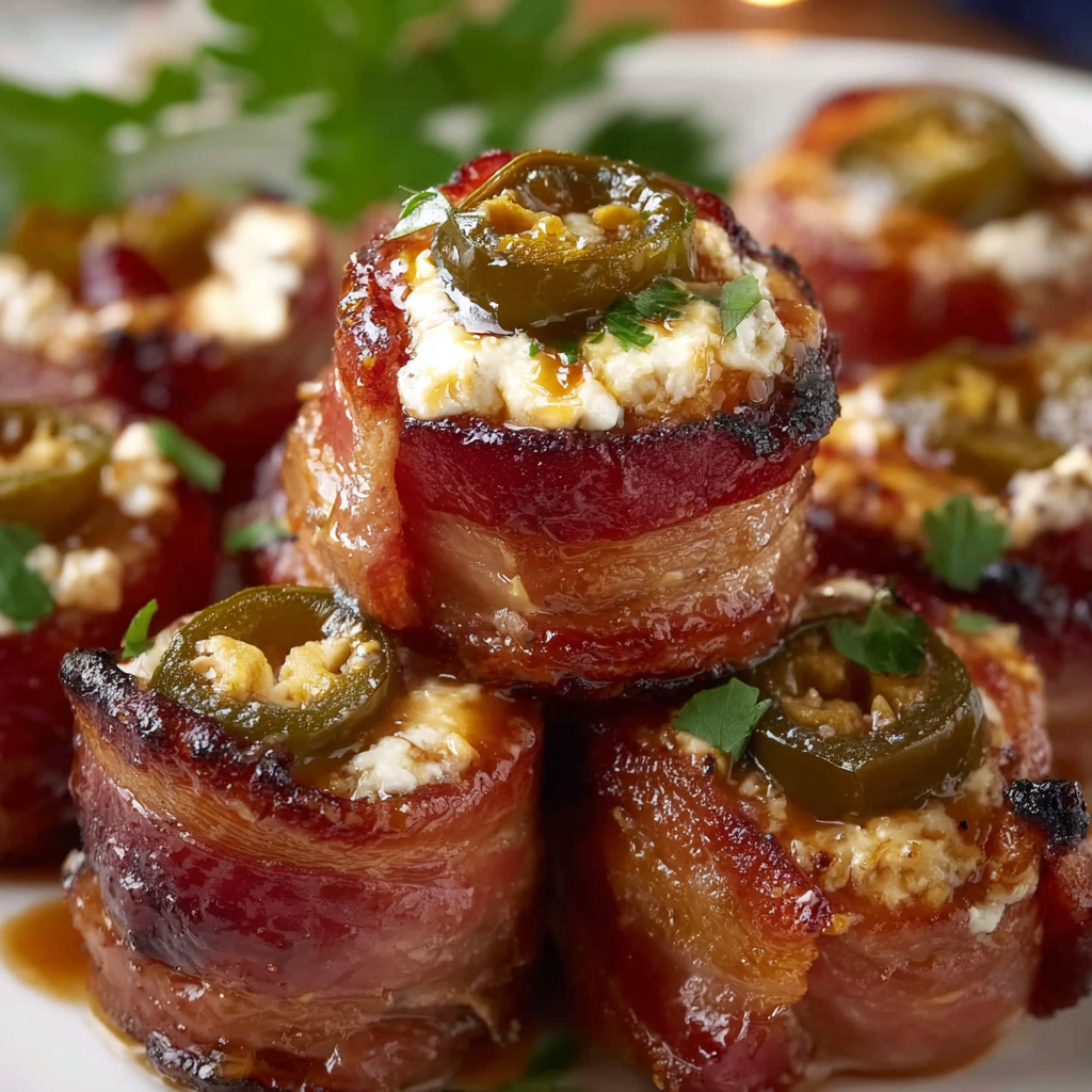 Bacon-Wrapped Sausage Bites with Creamy Cheese & Jalapeños