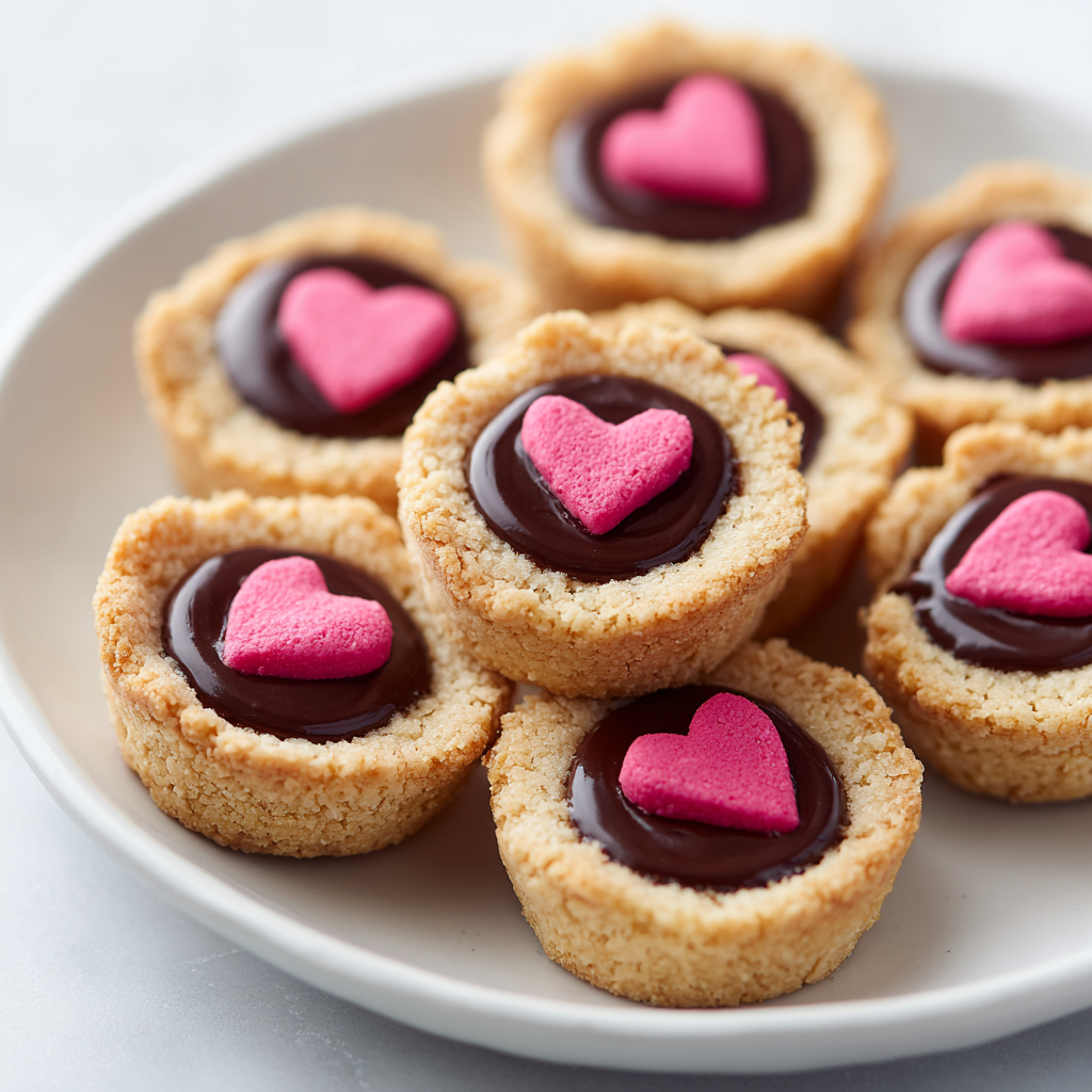 Heart-Shaped Chocolate-Filled Cookie Cups