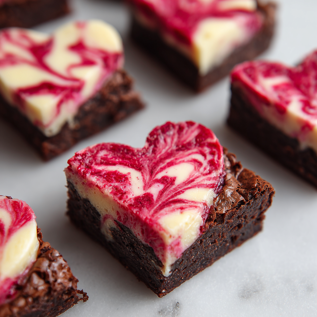Raspberry Cream Cheese Heart Brownies