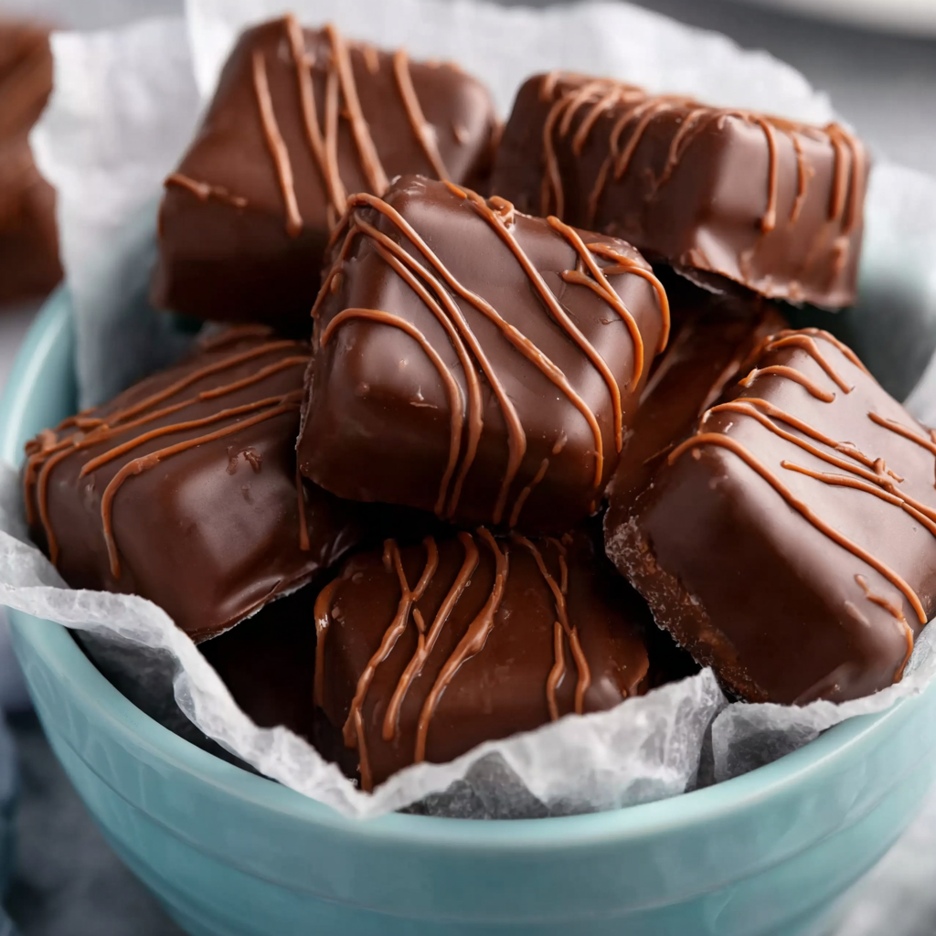 Chocolate Drizzled Fudge Candy Squares