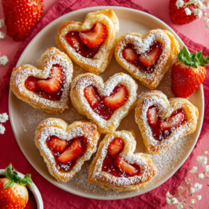 Heart-Shaped Strawberry Puff Pastry Tarts