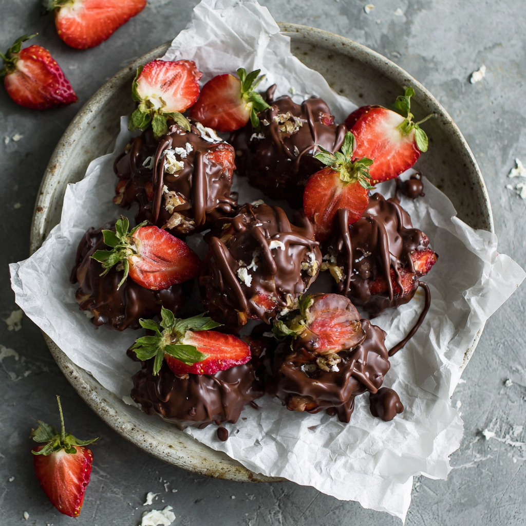 Chocolate Covered Strawberry Yogurt Clusters