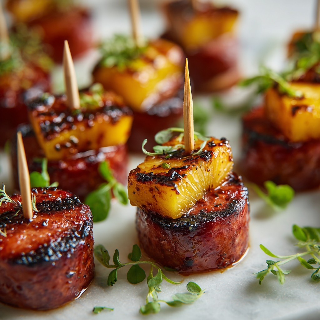 Grilled Pineapple & Sausage Bites