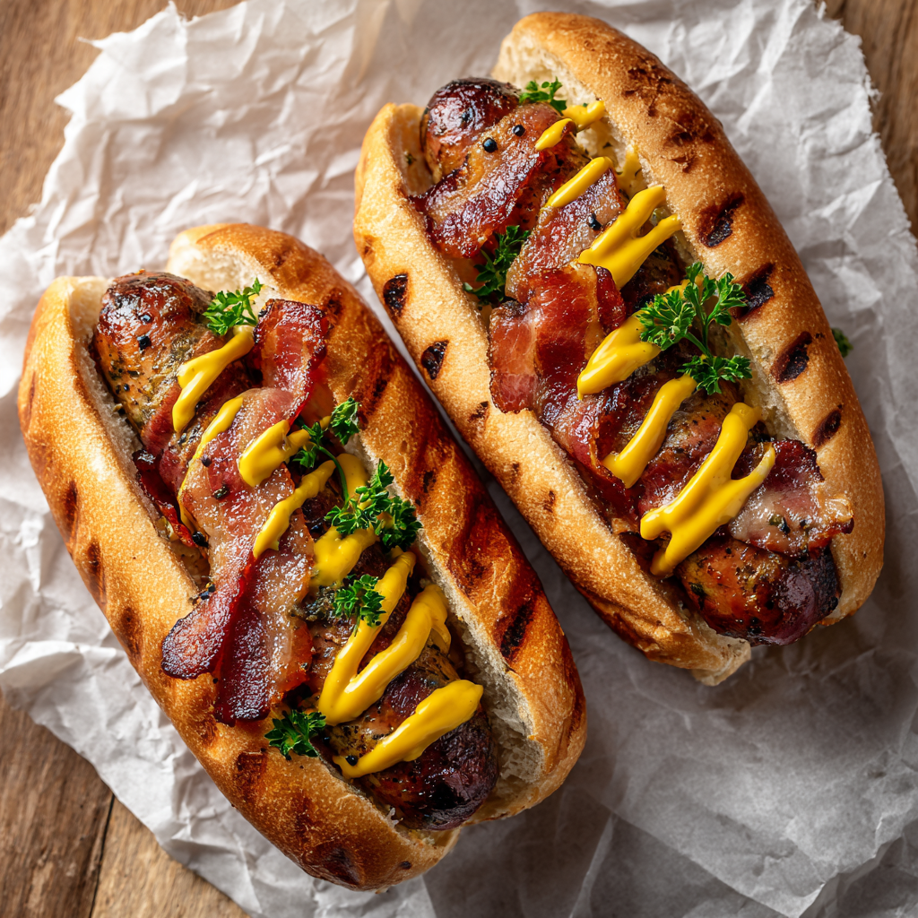 Gourmet Bacon-Wrapped Hot Dogs