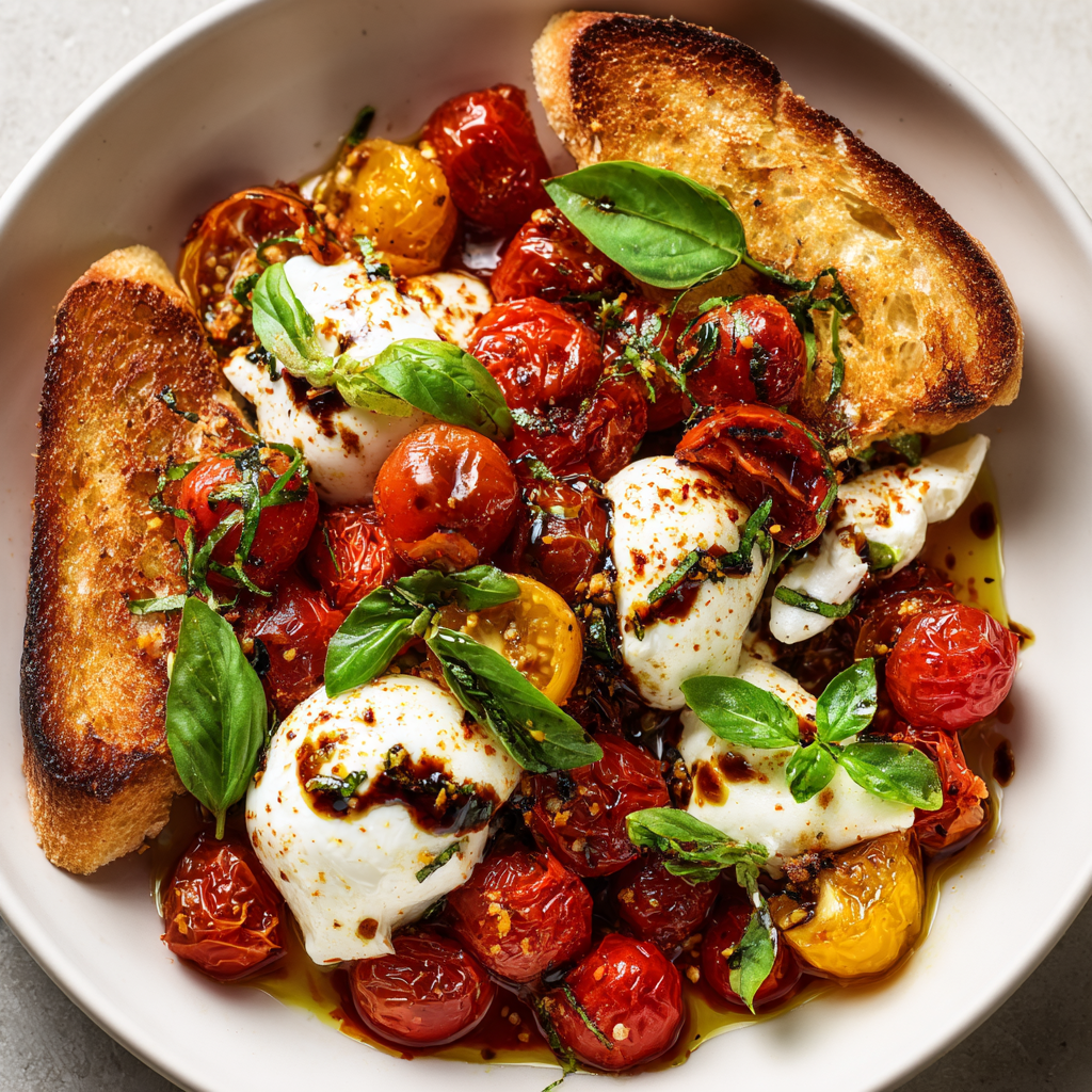 Roasted Tomato Burrata Toast Bowl