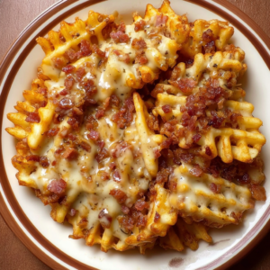 Loaded Waffle Fries with Cheese & Bacon