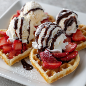 Heart-Shaped Waffle Sundaes