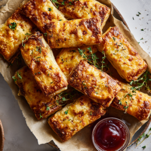Crispy Thyme Pastry Rolls with Dipping Sauce