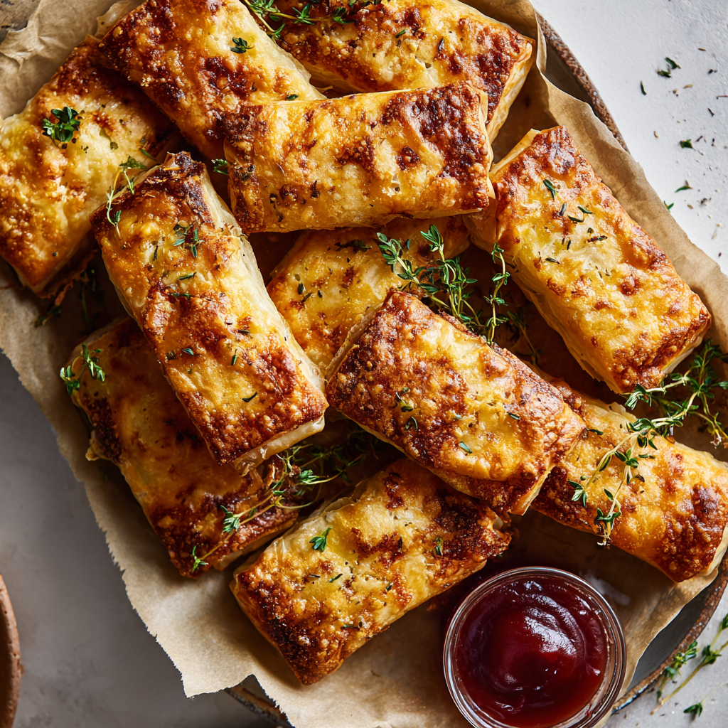 Crispy Thyme Pastry Rolls