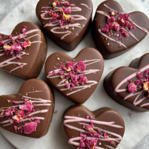 Healthy Pink Chocolate Hearts