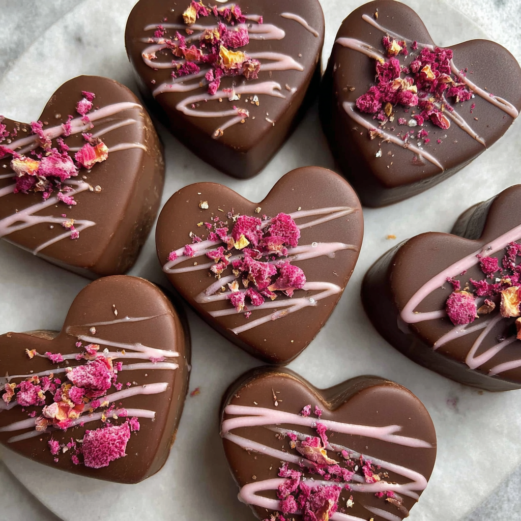Healthy Pink Chocolate Hearts