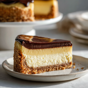 Triple Layer Chocolate Custard Cheesecake