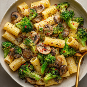 Creamy Broccoli & Mushroom Rigatoni