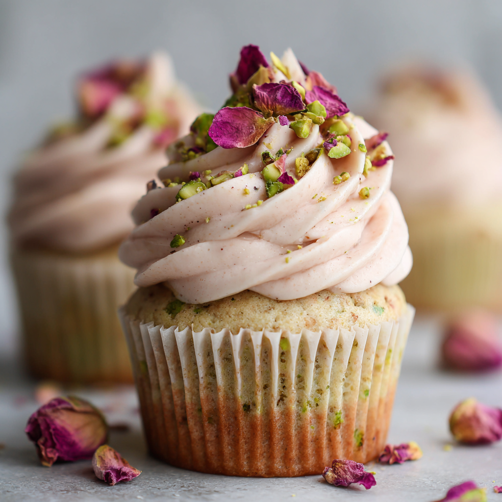 Rose Pistachio Cupcakes