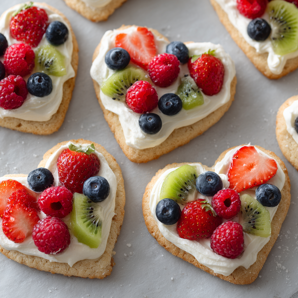 Mini Heart-Shaped Fruit Pizzas