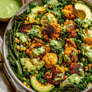 Roasted Cauliflower Green Goddess Salad