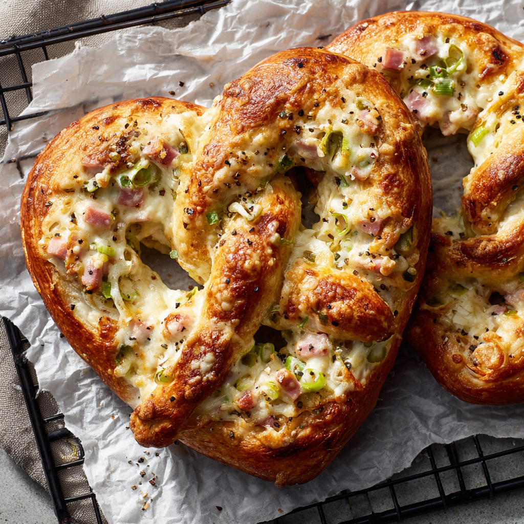 Heart-Shaped Ham & Cheese Stuffed Pretzels
