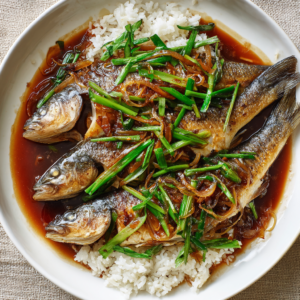 Chinese-Style Crispy Sea Bass with Ginger & Spring Onions
