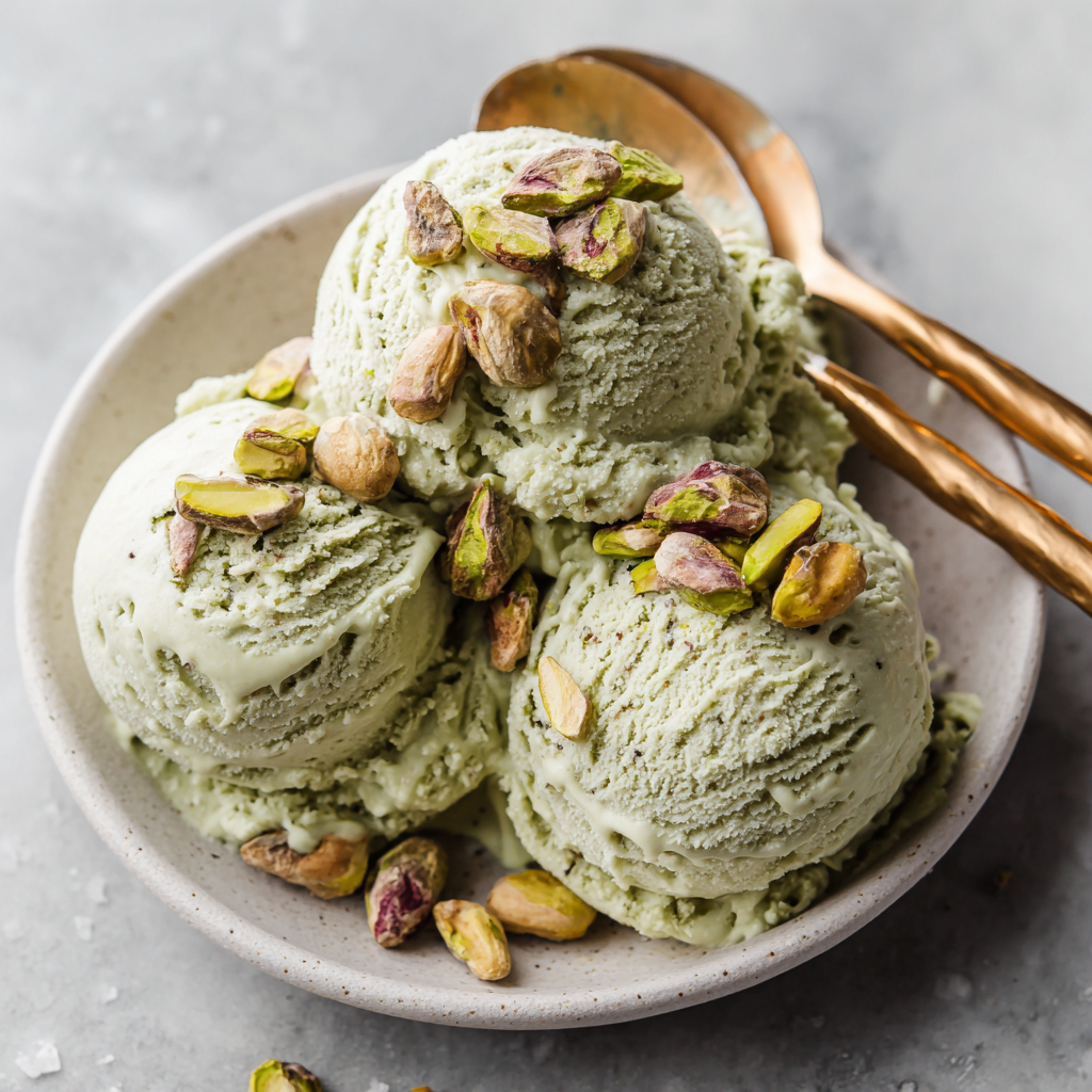Creamy Pistachio Cottage Cheese Ice Cream