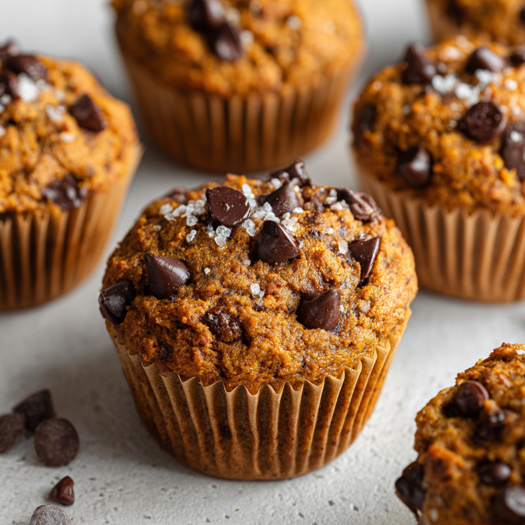 Vegan Pumpkin Tahini Chocolate Chip Muffins