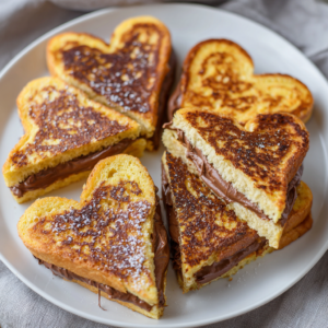 Heart-Shaped Nutella French Toast