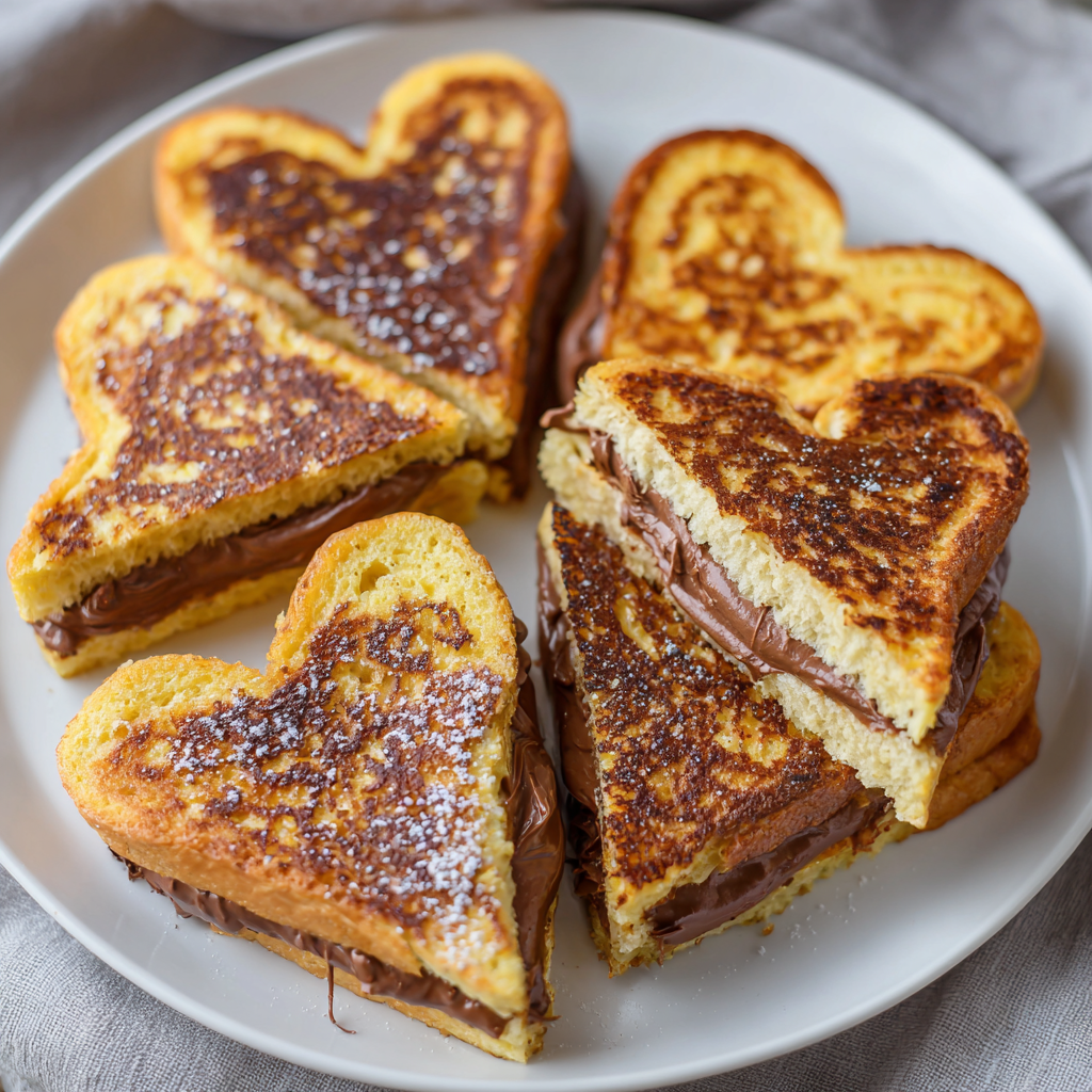 Heart-Shaped Nutella French Toast