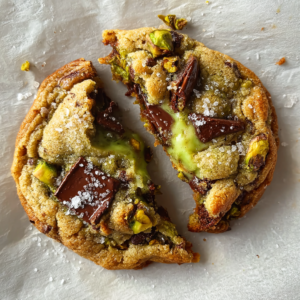 Gourmet Pistachio & Chocolate Chip Cookies (with Pistachio Cream Center)
