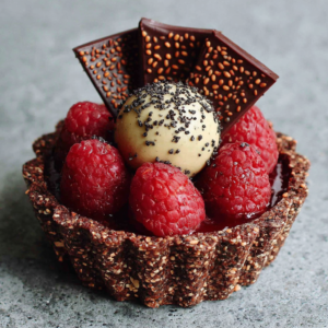 Black Sesame & Raspberry Tarts