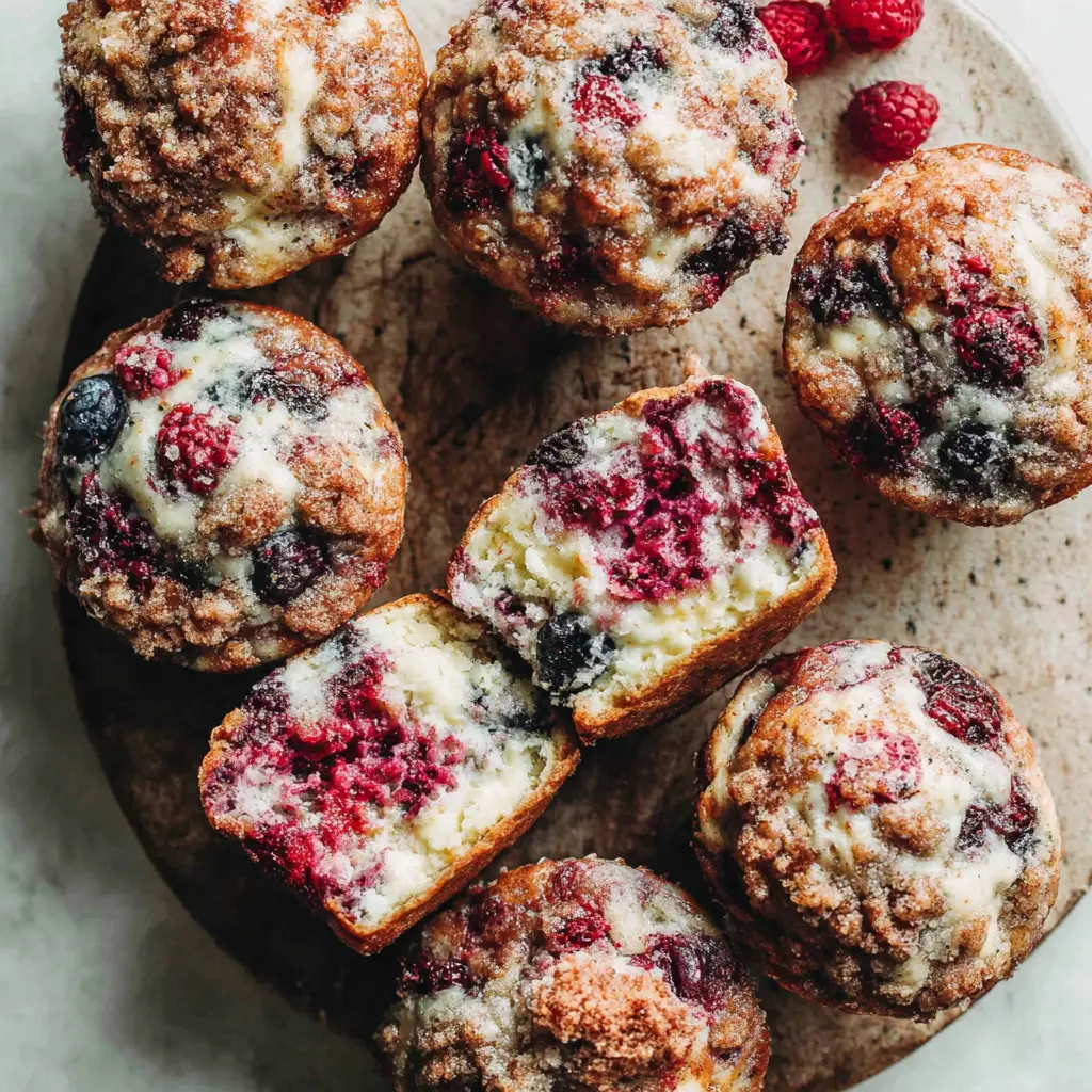 Triple Berry Cheesecake Muffins