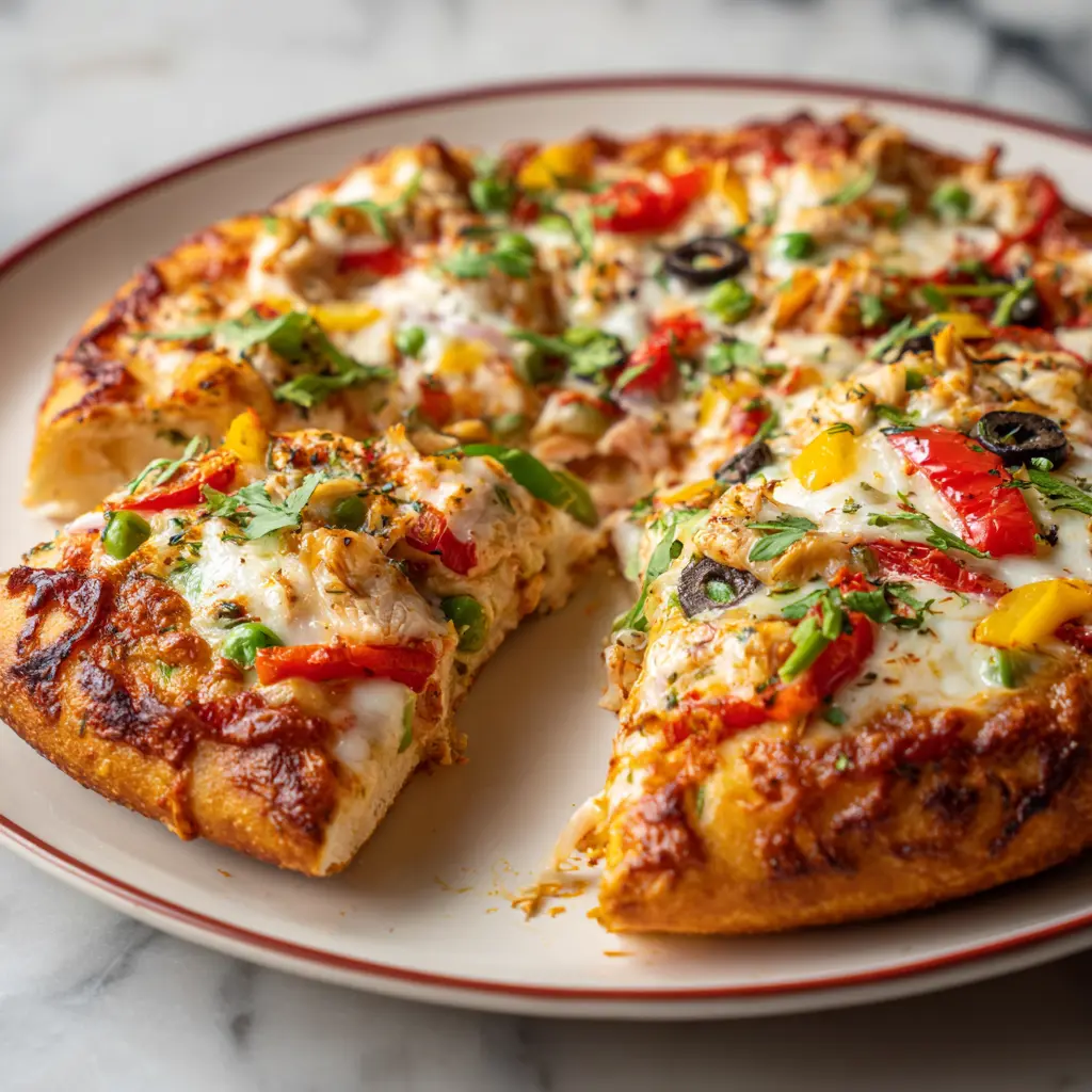 Thick Crust Chicken Veggie Pizza
